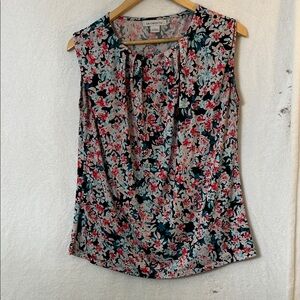 Liz Claiborne Floral Sleeveless Top - Black, Pink & Teal